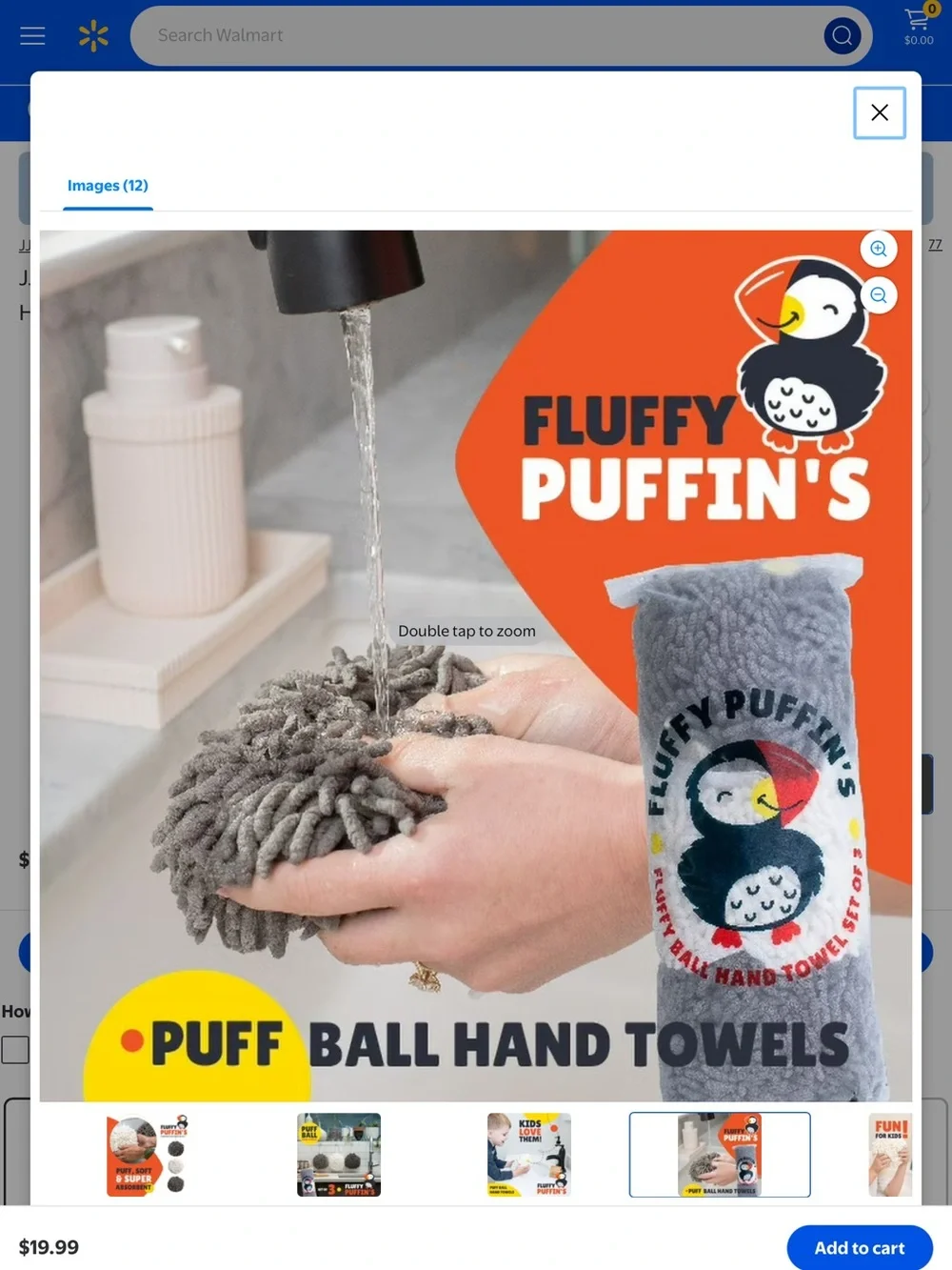 JJ Kent Fluffy Puffin's Hand Towels for Bathroom Home Fast Dry Microfiber 3 Pack